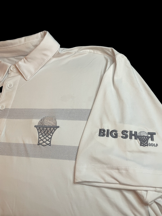 White/Black Striped Performance Polo