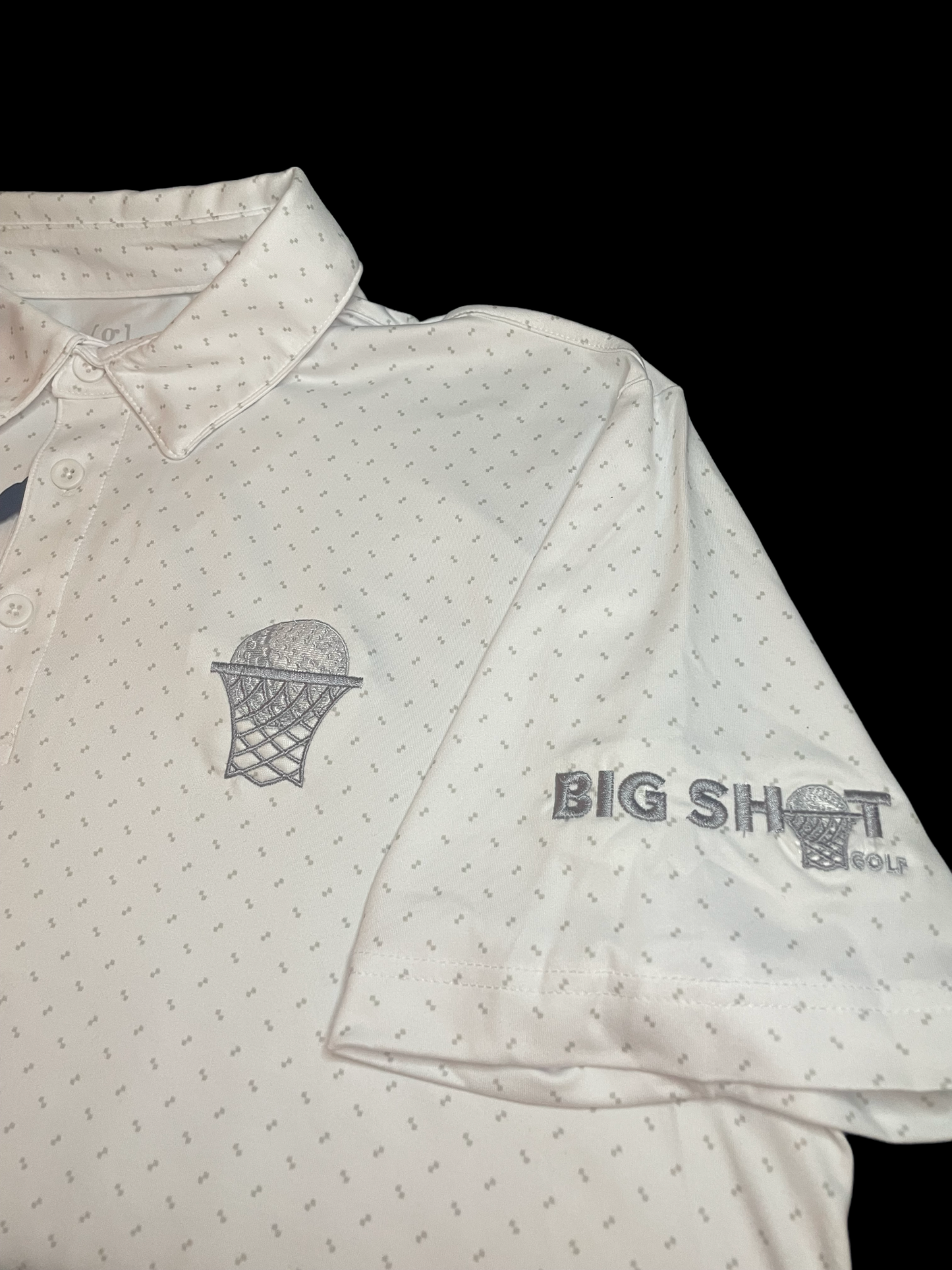 White/Grey Spotted Performance Polo